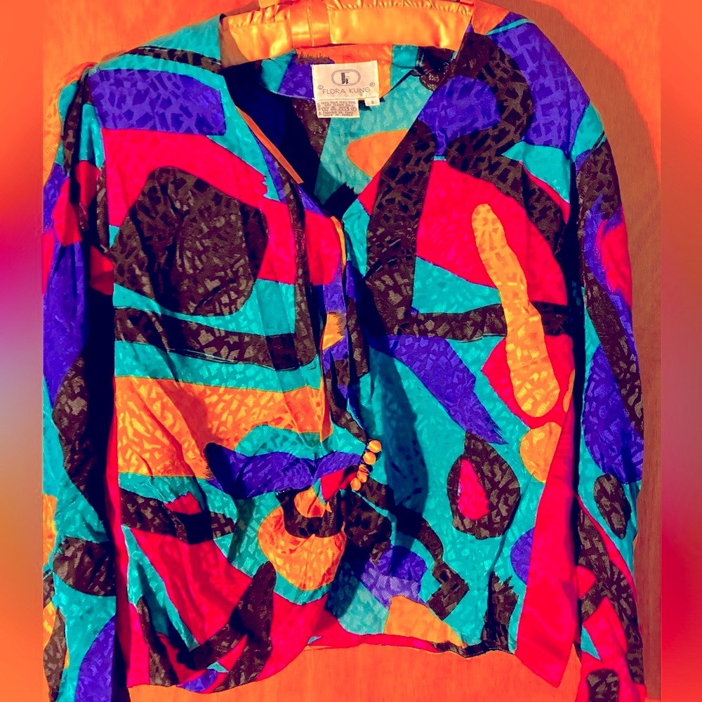 Flora Kung silk blouse from Saks, Beverly Hills